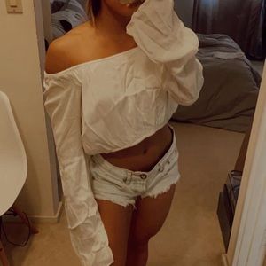 Olivaceous Off Shoulder Boho Crop Top